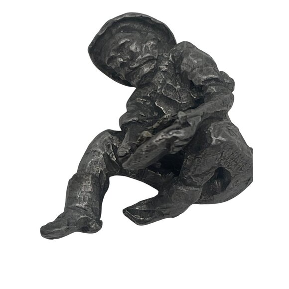 Vintage Pewter Prospector Figurine Panning Gold - Rustic Western Decor Miniature - Picture 1 of 5
